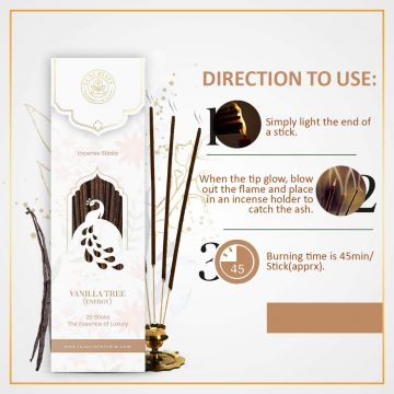 Luxuriate: Vanilla Fragrance Natural and Non-Toxic Incense Sticks - Contains 20 Incense Sticks