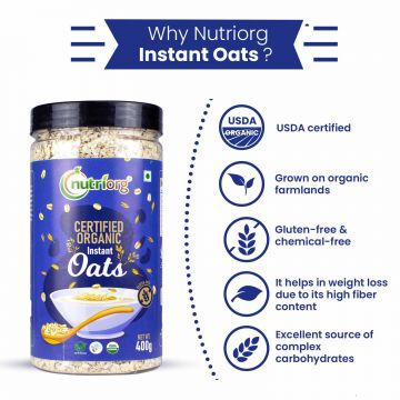Nutriorg: Certified Organic Instant Oats - 400 gm