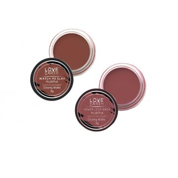 Love Earth: Lip Tint & Cheek Tint Multipot Combo (Ruby Pink & Caramel Brown)...
