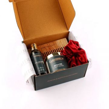 Earthhium: Fall Control Hair Oil, Sesame Hair Mask, Detangling Comb & Scrunchie