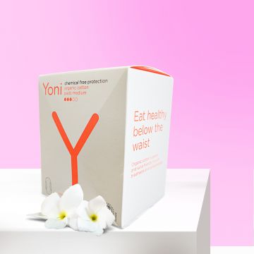 Yoni: 100% Organic Cotton Pads with Wings - Medium Flow (10 Pcs)