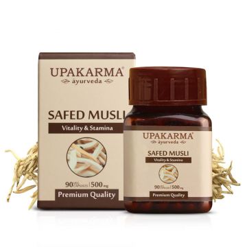 UPAKARMA: Ayurveda Pure Herbs Safed Musli Capsules 500 mg - 90 Veggie Capsules