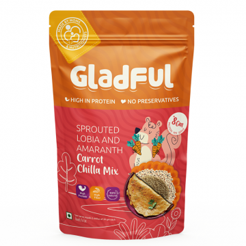 Gladful: Sprouted Moong & Amaranth Carrot Cheela-Dosa Mix - Pack of 2 (200gm)