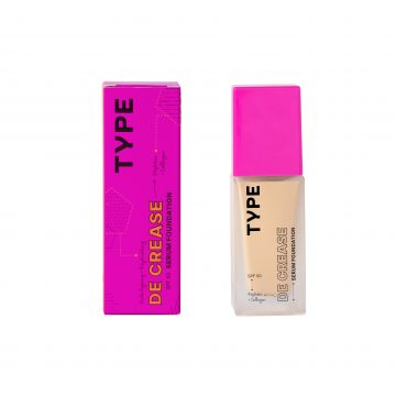 Type Beauty: De Crease Serum Foundation For Fine Lines & Wrinkles Spf 50, Pa ++++ - Latte - 30Ml