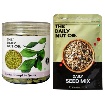 The Daily Nut Co.: Daily Seed Mix And Roasted Pumpkin Seeds Combo - Pack of 2...