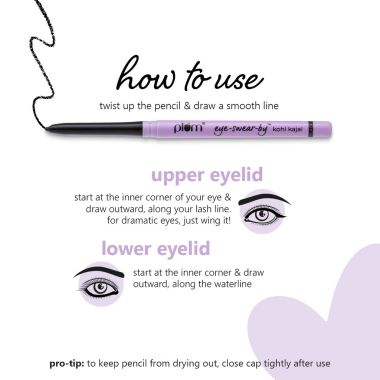 Plum: Plum Eye-Swear-By Kohl Kajal - Deep Black | Creamy Smooth | Smudge-Proof | Water-Proof (Deep Black, 0.35 g)