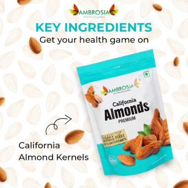 Ambrosia: Premium California Whole Almonds - Pack of 2 -  500 gm each