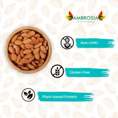 Ambrosia: Premium California Whole Almonds - Pack of 2 -  500 gm each