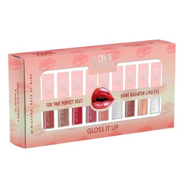 Love Earth: Lip Gloss Pack of 9 Multi Colors - 2 ml each