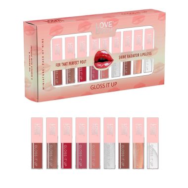 Love Earth: Lip Gloss Pack of 9 Multi Colors - 2 ml each