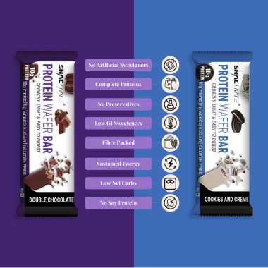 Snactivate: Protein Wafer Bar - Double Chocolate & Cookies And Creme Combo - Pack of 12