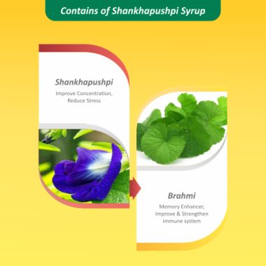 Baidyanath: Shankhapushpi Syrup- Helps to improve memory and enhance concentration| For Kids and Adults - 450 ml