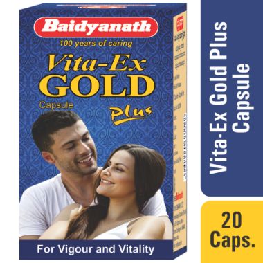Baidyanath: Vita Ex Gold Plus -Herbal Formulations with Shilajit and Swarna Bhasma |Helps maintain vitality and stamina- 20 Capsules