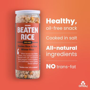 Omay Foods: Beaten Brown Rice - Desi Mix -  115gm