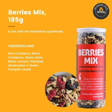 Omay Foods: Best Roasted Snacks Pack - Berries Mix, Beaten Chana, Khatta Meetha Mix, Potato Flakes - Pack of 4