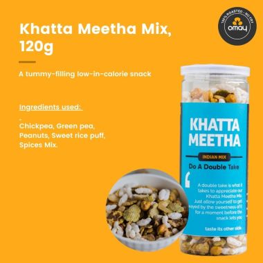 Omay Foods: Best Roasted Snacks Pack - Berries Mix, Beaten Chana, Khatta Meetha Mix, Potato Flakes - Pack of 4