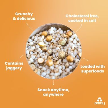 Omay Foods: Millets & Chana - Jaggery Coated - Pack of 2 - 55gm Each