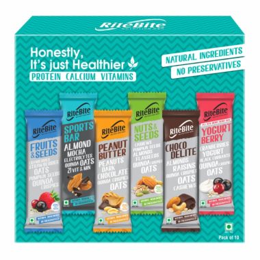 RiteBite Max Protein: Nutrition Assorted Bar (Pack of 10) - 375gm