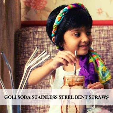 GOLI SODA: Stainless Steel Bent Drinking Straws Pack of 10