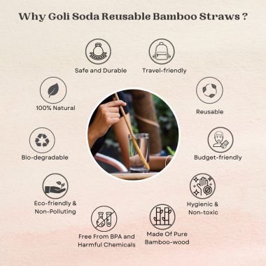 GOLI SODA: Reusable Bamboo Straws With Easy Carry Travel Pouch Pack of 6