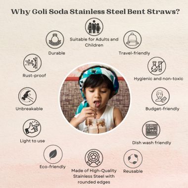 GOLI SODA: Stainless Steel Bent Drinking Straws Pack of 10