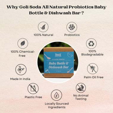 GOLI SODA: All Natural Probiotics Baby Bottle & Dishwash Bar - 180gm