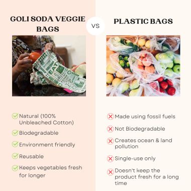 GOLI SODA: Keep It Fresh Reusable Cotton Produce Bags For Storage - Big Pack of 4
