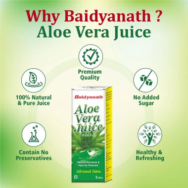 Baidyanath: Aloe Vera Juice - All Natural tonic for Immunity |Better digestion and Glowing skin- 1L