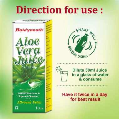 Baidyanath: Aloe Vera Juice - All Natural tonic for Immunity |Better digestion and Glowing skin- 1L
