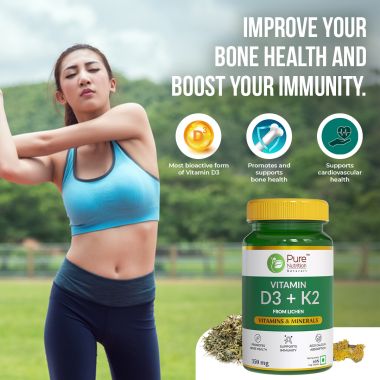 Pure Nutrition: Vitamin D3 + K2 Tablets - 60 Tablets