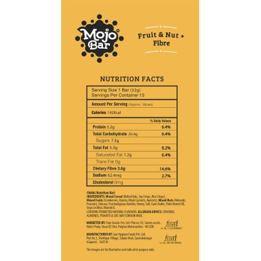 MOJO BAR: Fruit & Nut Bar + Fibre - Pack of 15