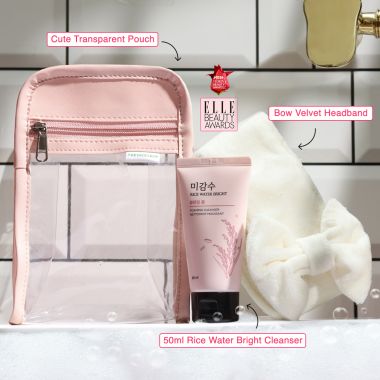 The Face Shop: Rice Water Bright Foaming Cleanser & Bow Velvet Headband Combo