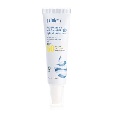 Plum: 2% Niacinamide & Rice Water Hybrid Face Sunscreen with SPF 50 PA+++ - 50ml