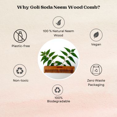 GOLI SODA: Goli Soda Neem Wood Combs - Wide Tooth with Handle & Double Tooth - 55gm