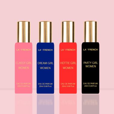 La' French: Organic Luxury Perfumes Gift Set - Hottie, Classy, Dream, Party Girl perfume for Women - Pack of 4 - 20ml Each