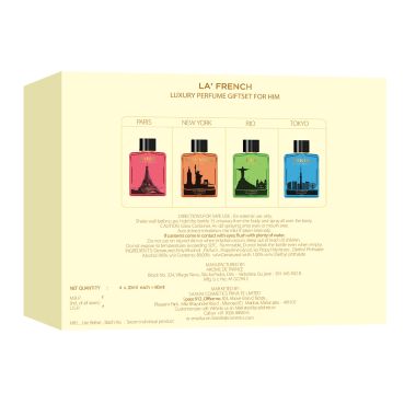 La' French: Luxury Perfumes Gift Set City of Dream - Rio, Tokyo, New York, Paris) Men Perfumes - Pack of 4 - 20ml Each
