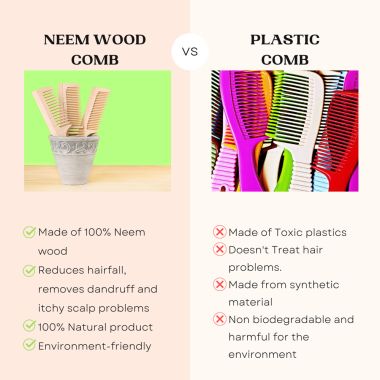 GOLI SODA: Goli Soda Neem Wood Comb Wide Tooth with Handle - 35gm