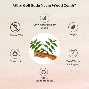 GOLI SODA: Goli Soda Neem Wood Comb Wide Tooth with Handle - 35gm