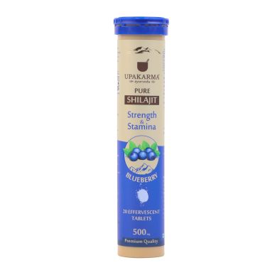 UPAKARMA: Ayurveda Pure Shilajit Effervescent Tablet -  Blueberry - 20 Tablets