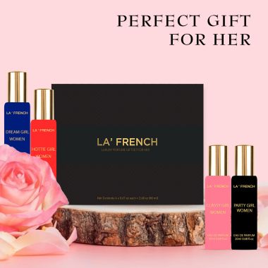 La' French: Organic Luxury Perfumes Gift Set - Hottie, Classy, Dream, Party Girl perfume for Women - Pack of 4 - 20ml Each