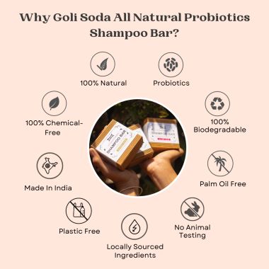GOLI SODA: Goli Soda All Natural Probiotics Shampoo Bar for Oily Hair - 90gm Pack Of 2