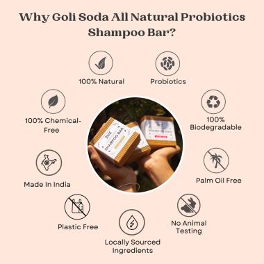 GOLI SODA: Goli Soda All Natural Probiotics Shampoo Bar for Normal Hair - 90gm Pack Of 2