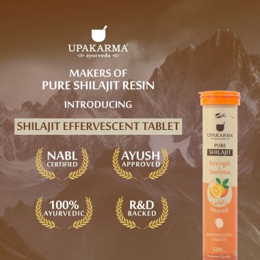 UPAKARMA: Ayurveda Pure Shilajit Effervescent Tablet -  Orange - 20 Tablets