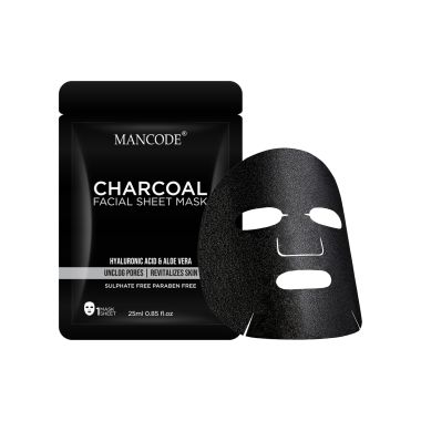 Mancode: Charcoal Face Sheet Mask - Pack of 3 (25ml each)