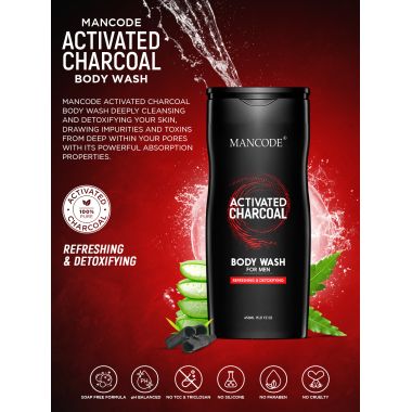 Mancode: Activated Charcoal Body Wash Shower Gel - 450ml