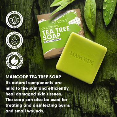 Mancode: Tea Tree Oil Control Soap - Pack of 3 (125gm each)