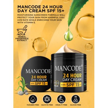 Mancode: 24 Hours Day Cream with SPF 15+ - 100gm