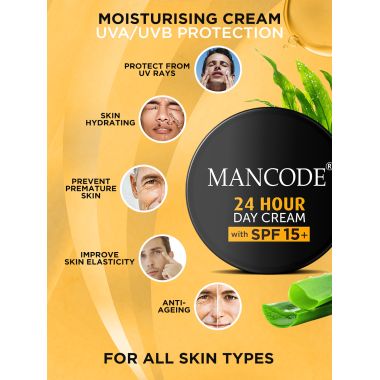Mancode: 24 Hours Day Cream with SPF 15+ - 100gm