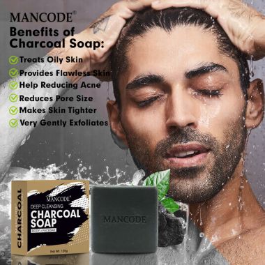 Mancode: Charcoal Deep Cleansing Soap - Pack of 2 (125gm each)