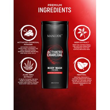 Mancode: Activated Charcoal Body Wash Shower Gel - 450ml